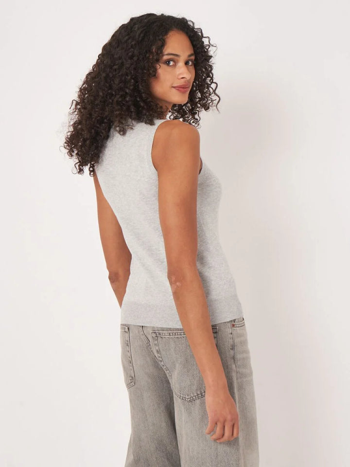BASIC COTTON BLEND KNITTED TANK (SOFT GREY) - REPEAT