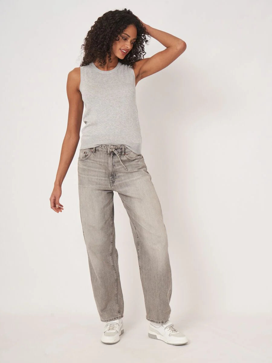 BASIC COTTON BLEND KNITTED TANK (SOFT GREY) - REPEAT