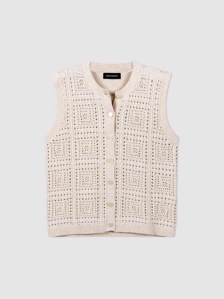 POINTELLE KNIT COTTON VEST - REPEAT