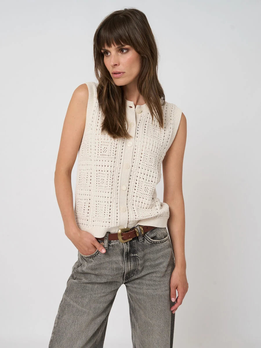 POINTELLE KNIT COTTON VEST - REPEAT