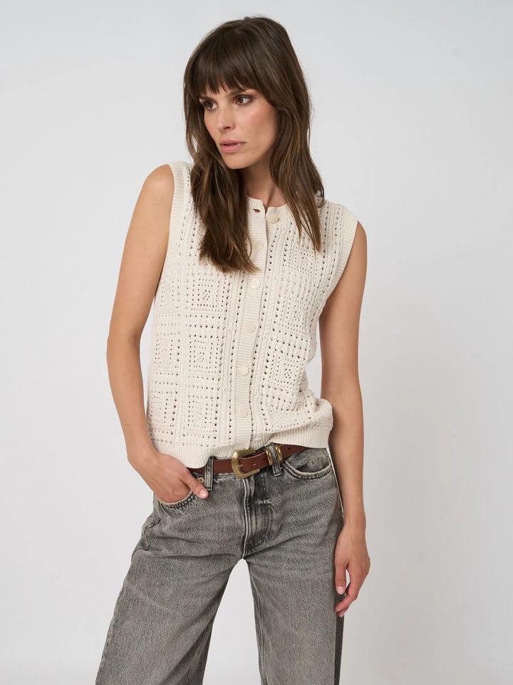 POINTELLE KNIT COTTON VEST - REPEAT
