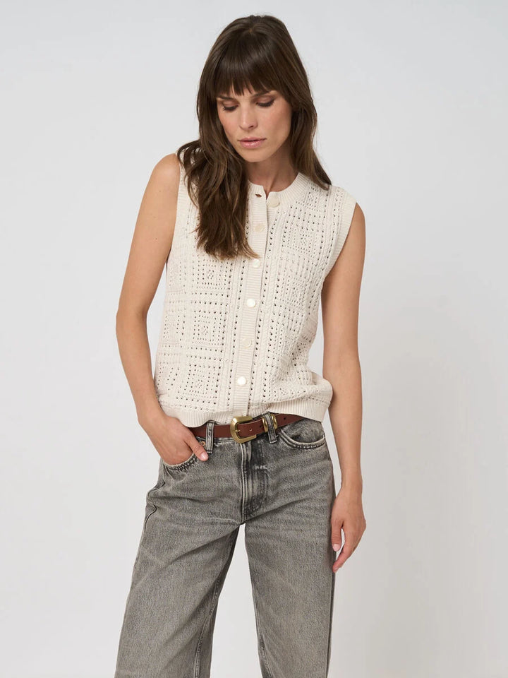POINTELLE KNIT COTTON VEST - REPEAT
