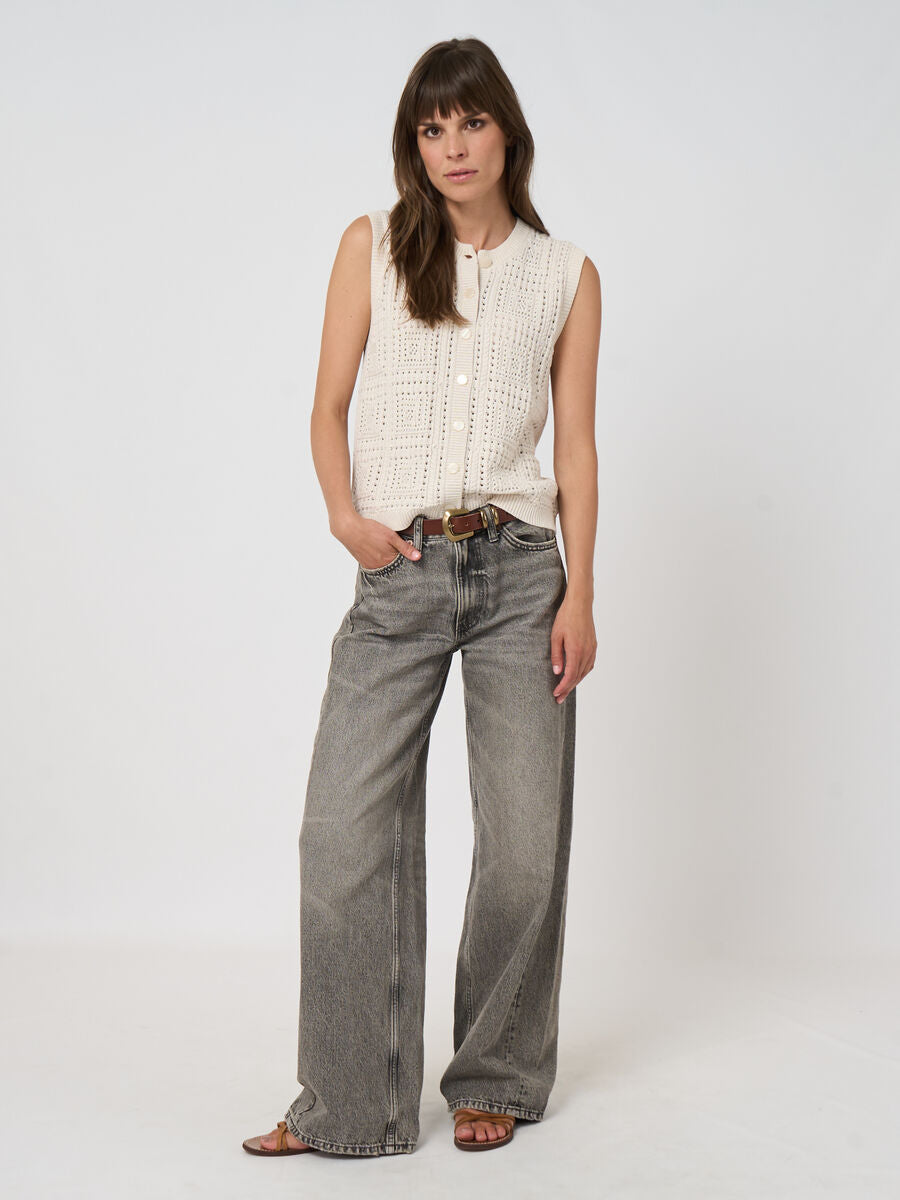 POINTELLE KNIT COTTON VEST - REPEAT