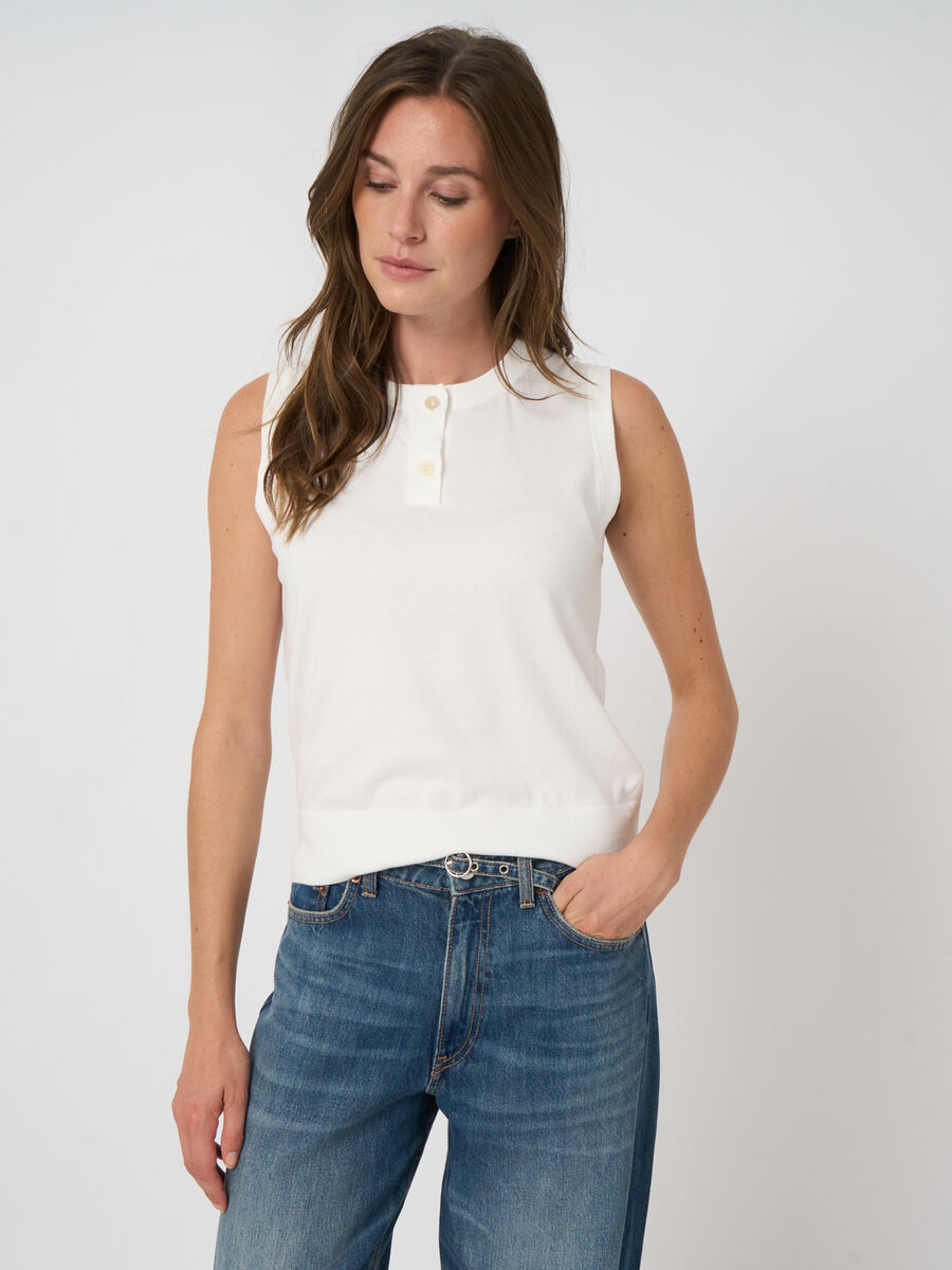 SUPERFINE COTTON SLEEVELESS KNIT (WHITE) - REPEAT