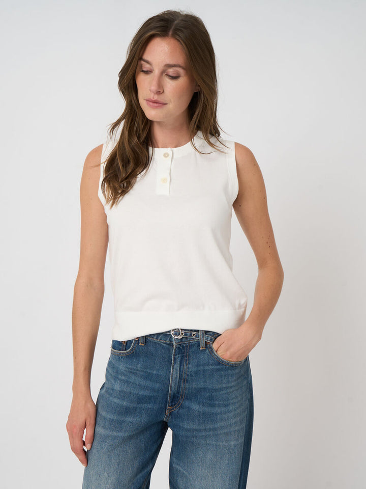 SUPERFINE COTTON SLEEVELESS KNIT (WHITE) - REPEAT