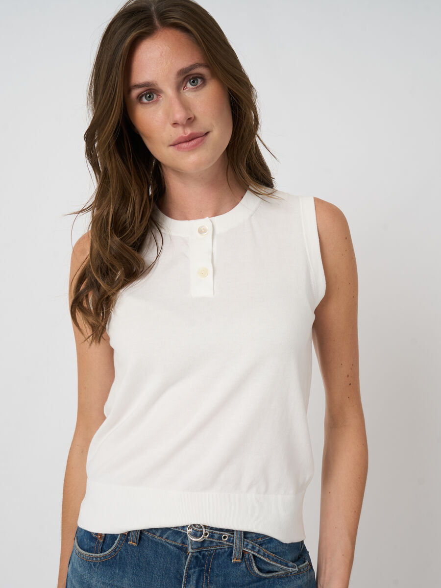 SUPERFINE COTTON SLEEVELESS KNIT (WHITE) - REPEAT