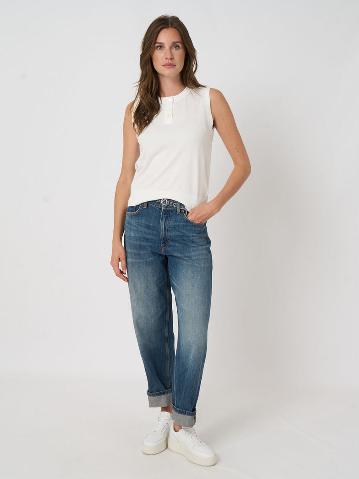 SUPERFINE COTTON SLEEVELESS KNIT (WHITE) - REPEAT