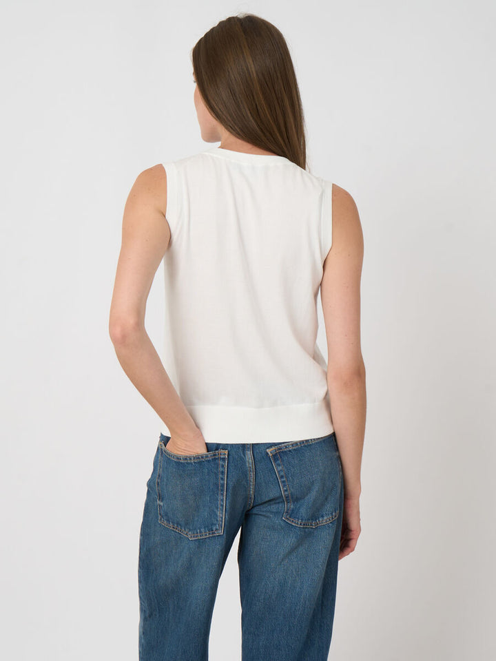SUPERFINE COTTON SLEEVELESS KNIT (WHITE) - REPEAT