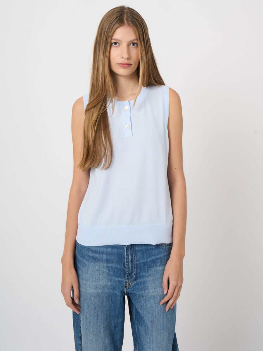 SUPERFINE COTTON SLEEVELESS KNIT (OCEAN) - REPEAT