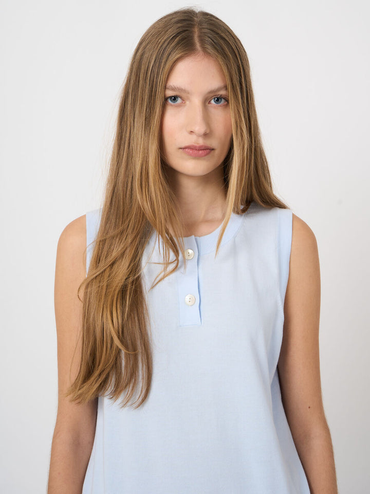 SUPERFINE COTTON SLEEVELESS KNIT (OCEAN) - REPEAT