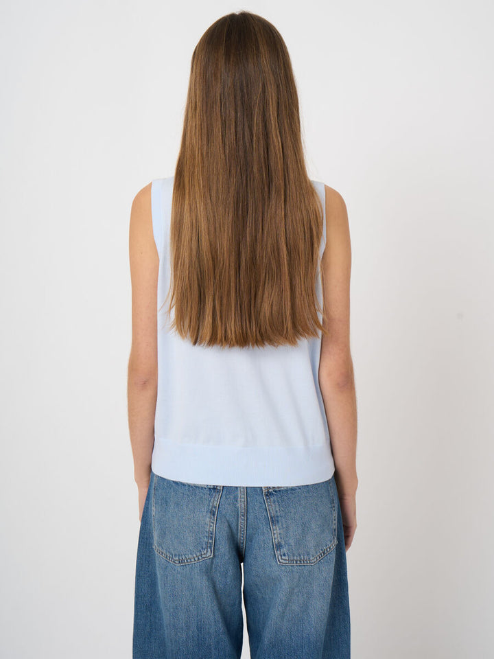 SUPERFINE COTTON SLEEVELESS KNIT (OCEAN) - REPEAT