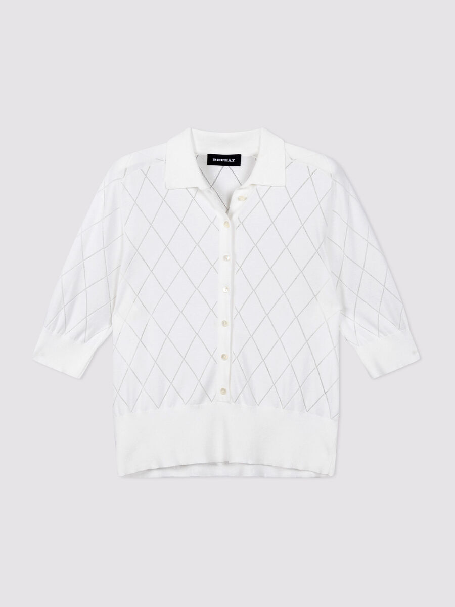 SUPERFINE COTTON POLO KNIT (WHITE) - REPEAT