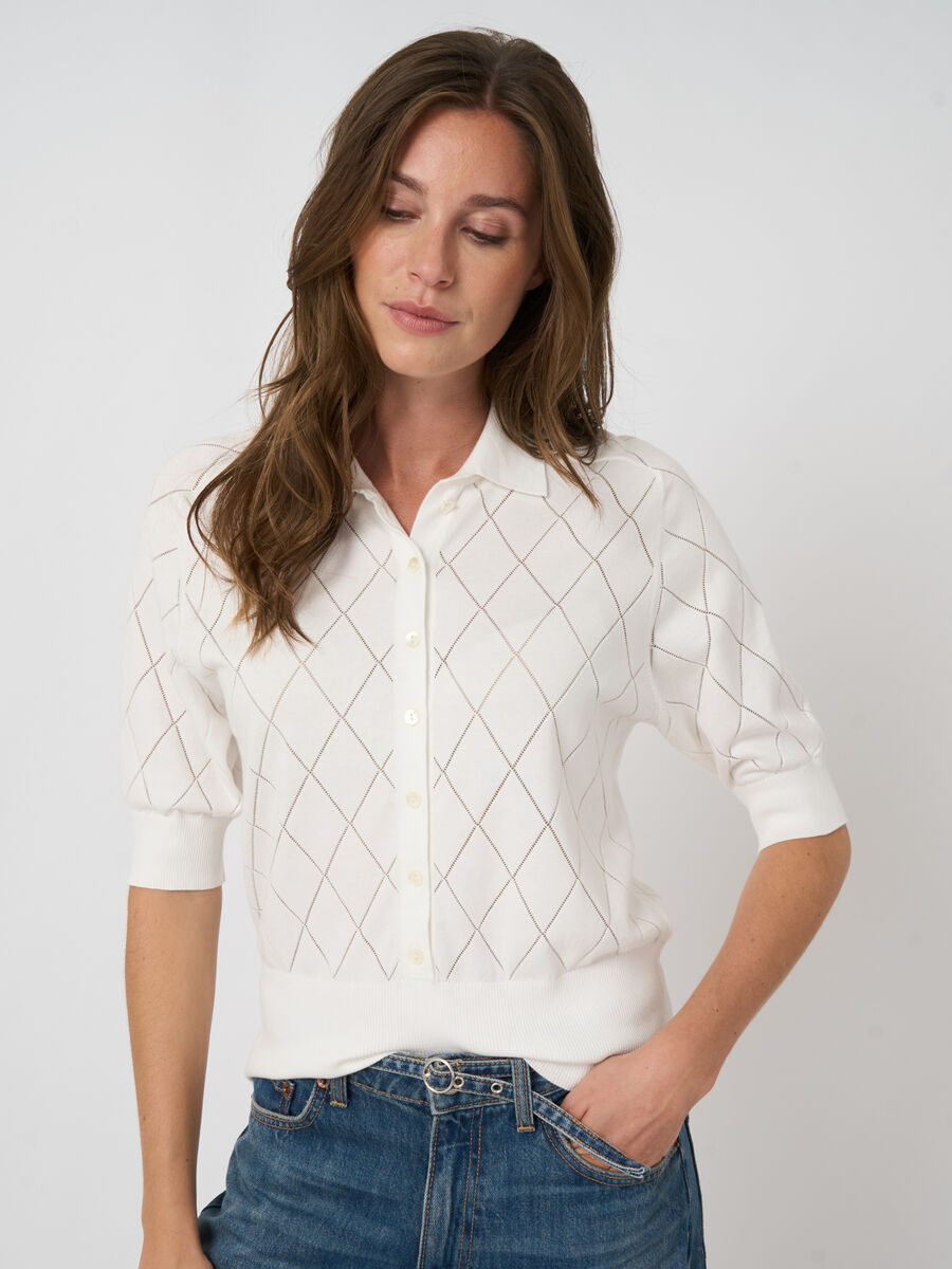 SUPERFINE COTTON POLO KNIT (WHITE) - REPEAT