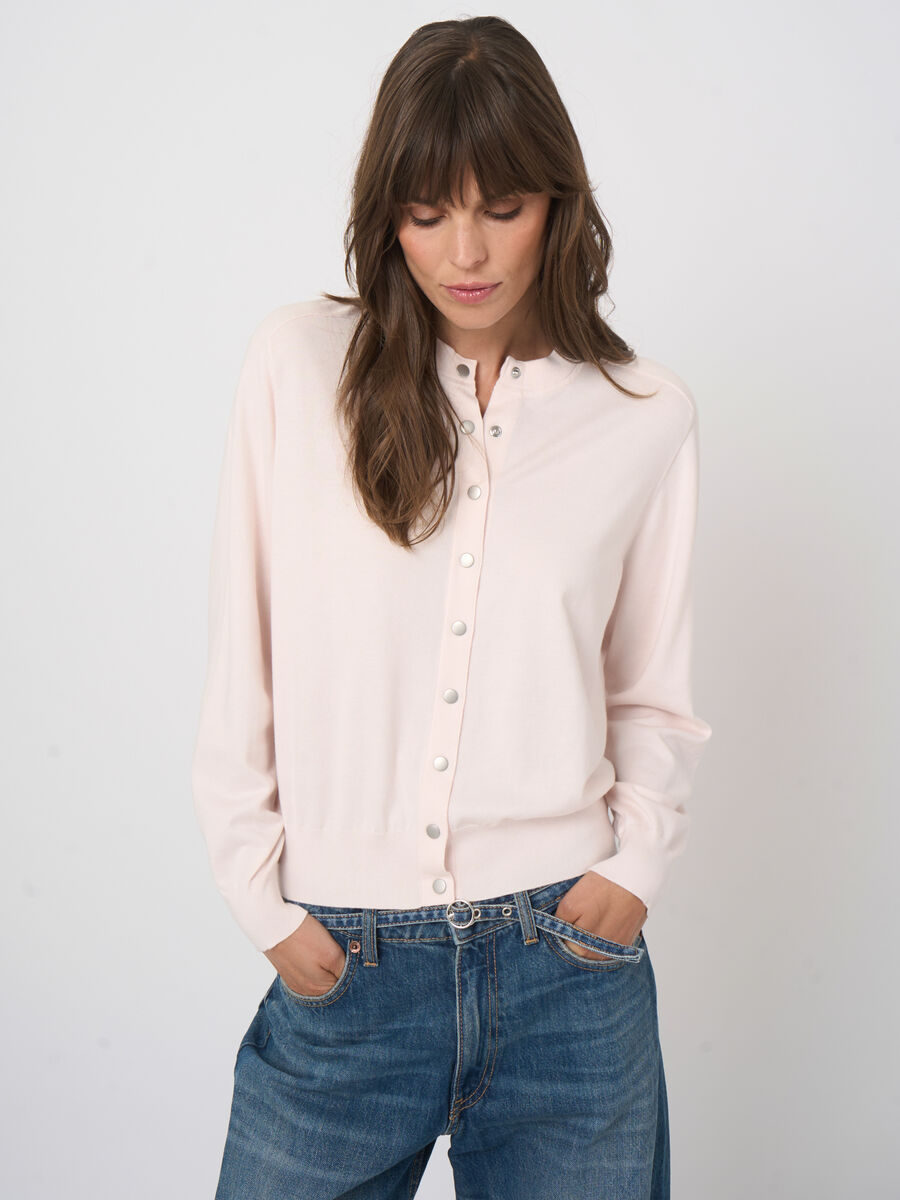 COTTON PRESS-BUTTON CARDIGAN (GLOSS) - REPEAT