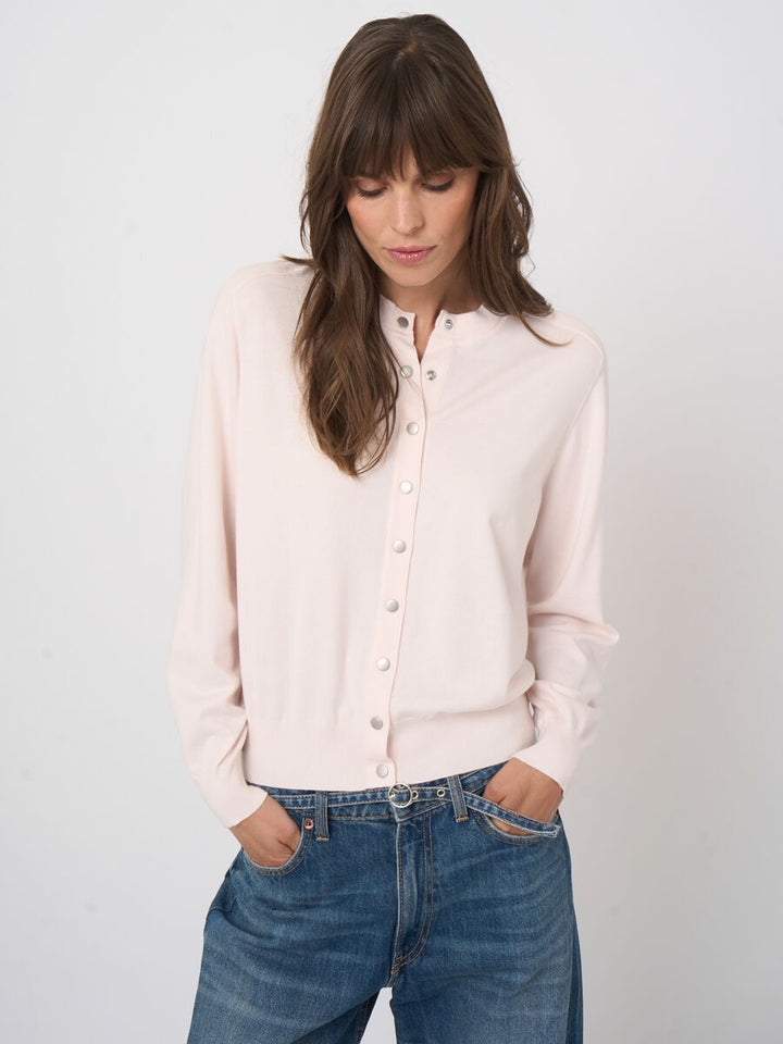 COTTON PRESS-BUTTON CARDIGAN (GLOSS) - REPEAT