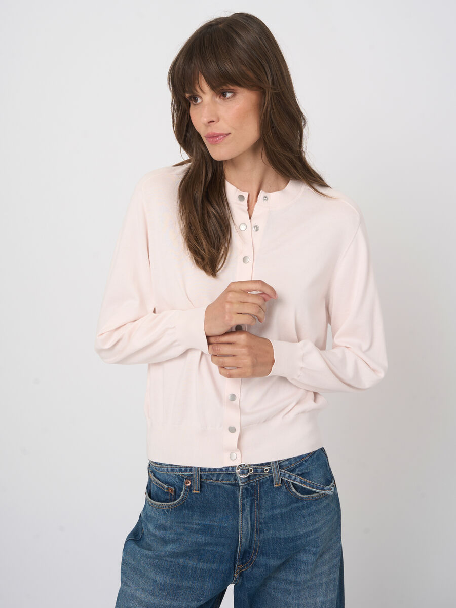 COTTON PRESS-BUTTON CARDIGAN (GLOSS) - REPEAT