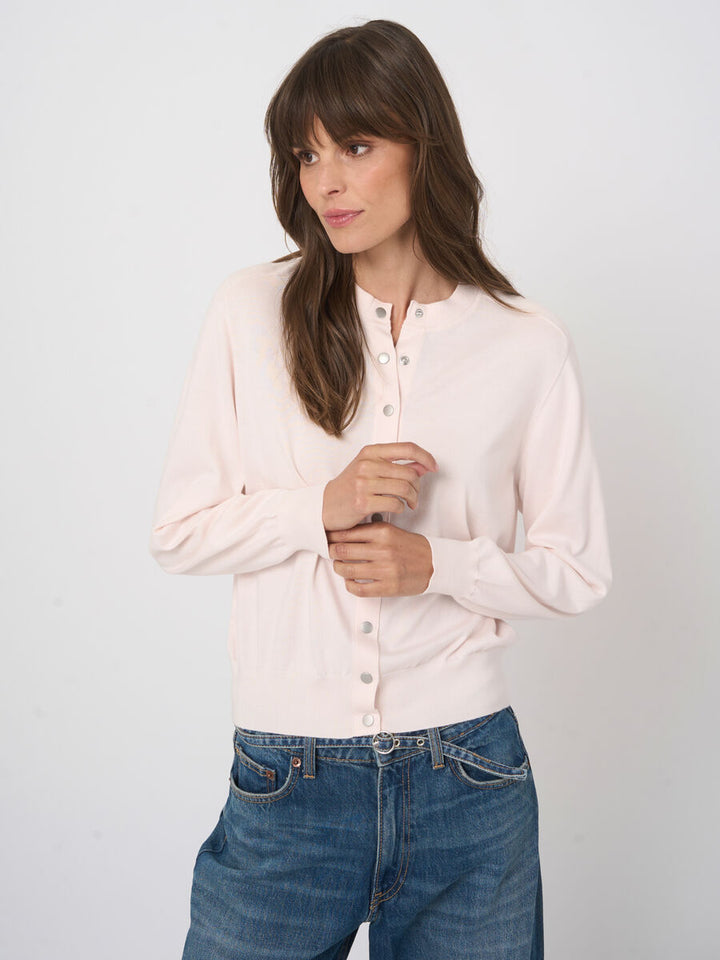 COTTON PRESS-BUTTON CARDIGAN (GLOSS) - REPEAT