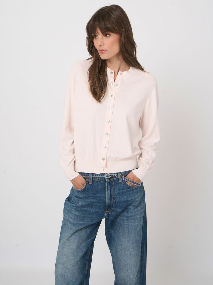 COTTON PRESS-BUTTON CARDIGAN (GLOSS) - REPEAT