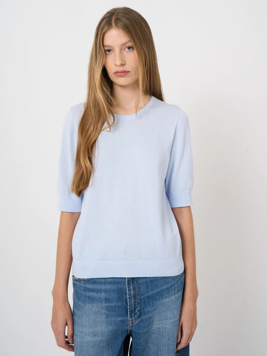 FINE-KNIT COTTON BLEND SWEATER (OCEAN) - REPEAT