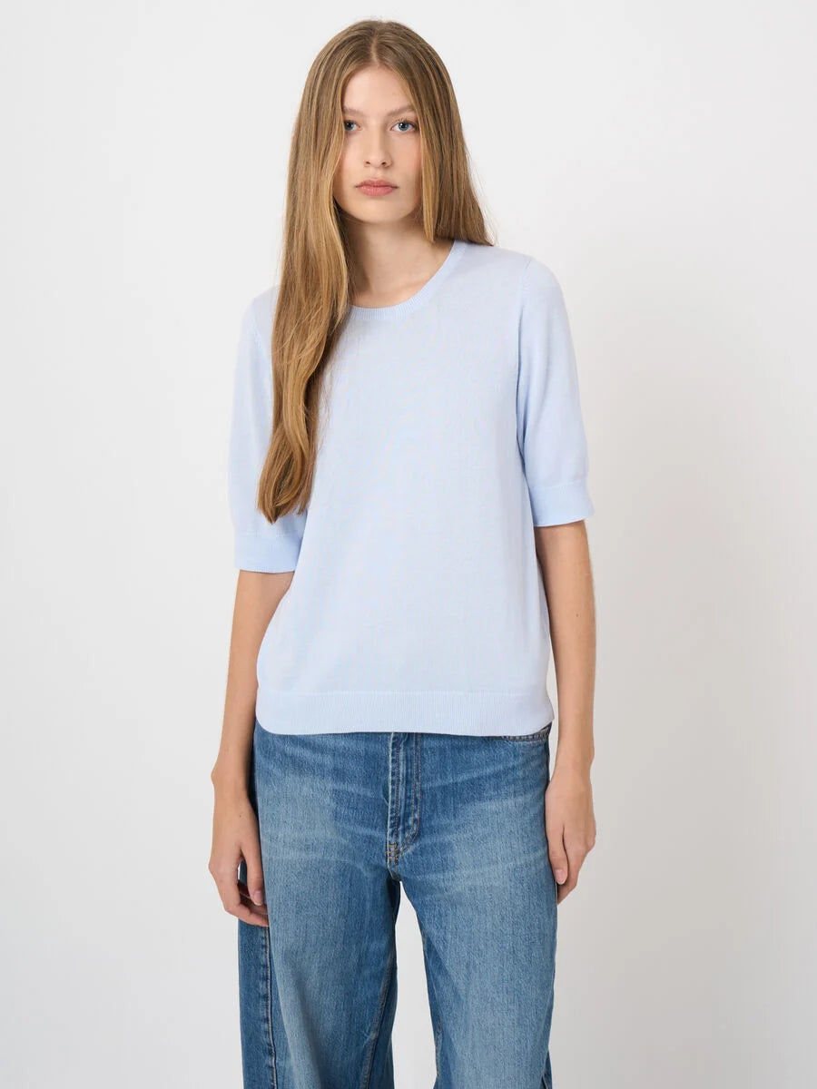 FINE-KNIT COTTON BLEND SWEATER (OCEAN) - REPEAT
