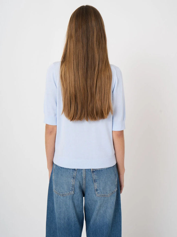 FINE-KNIT COTTON BLEND SWEATER (OCEAN) - REPEAT