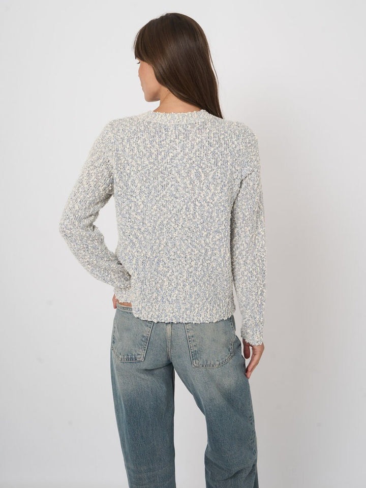 TEXTURED COTTON BLEND CARDIGAN (DENIM) - REPEAT