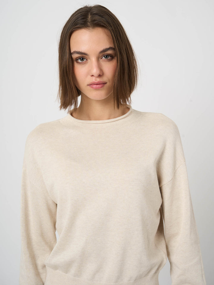 COTTON BLEND KNITTED PULLOVER (IVORY) - REPEAT