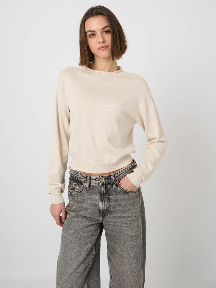 COTTON BLEND KNITTED PULLOVER (IVORY) - REPEAT
