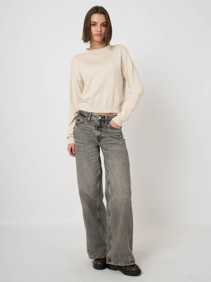 COTTON BLEND KNITTED PULLOVER (IVORY) - REPEAT