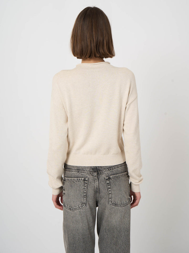 COTTON BLEND KNITTED PULLOVER (IVORY) - REPEAT