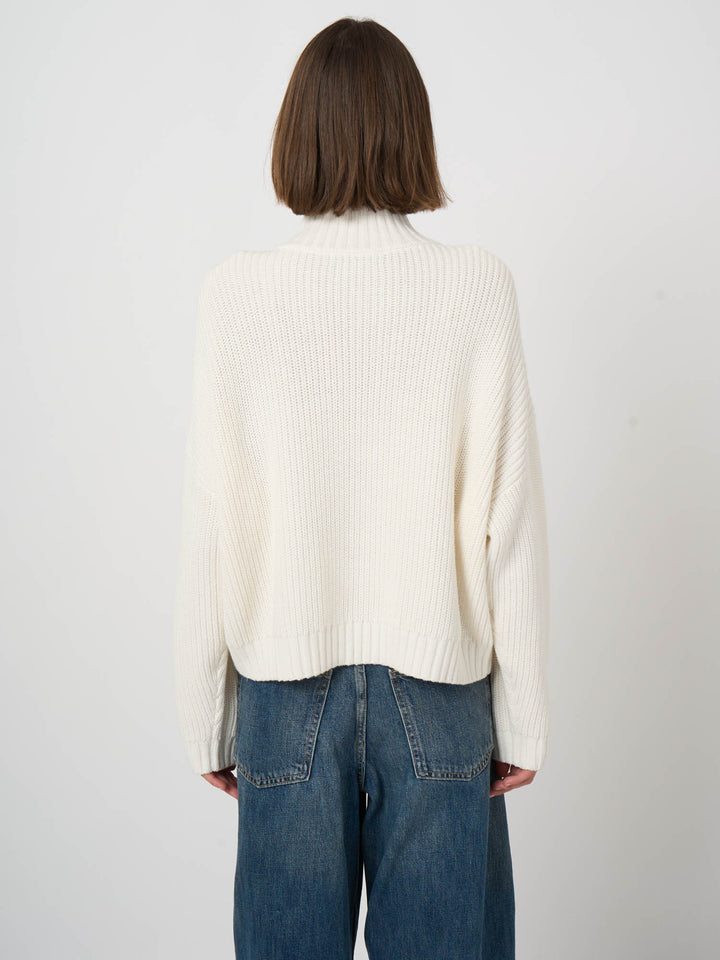 COTTON CASHMERE BLEND QUARTER ZIP (CREAM) - REPEAT