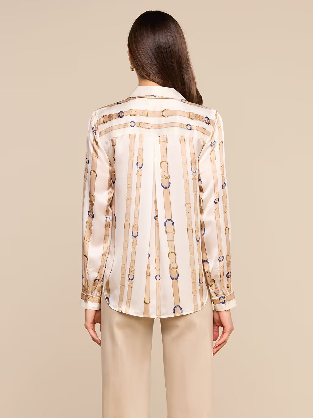 TYLER L/S BLOUSE (ECRU MULTI STUD BELT STRIPE) - L'AGENCE