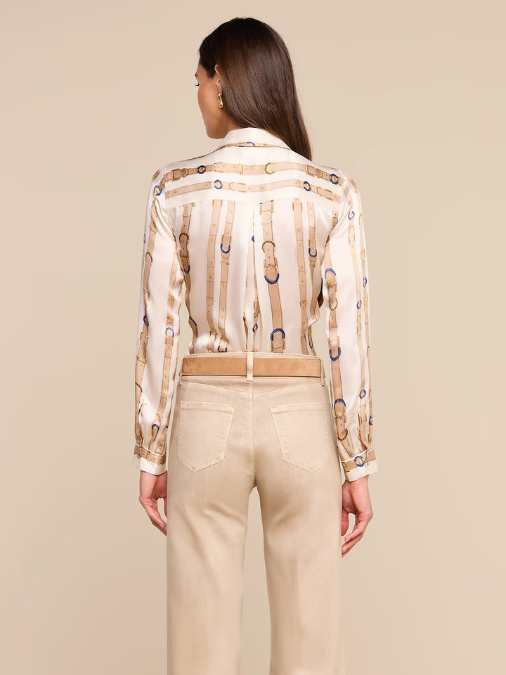 TYLER L/S BLOUSE (ECRU MULTI STUD BELT STRIPE) - L'AGENCE