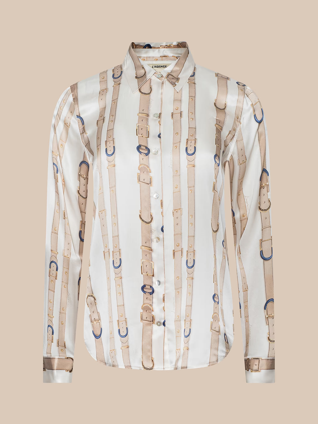 TYLER L/S BLOUSE (ECRU MULTI STUD BELT STRIPE) - L'AGENCE