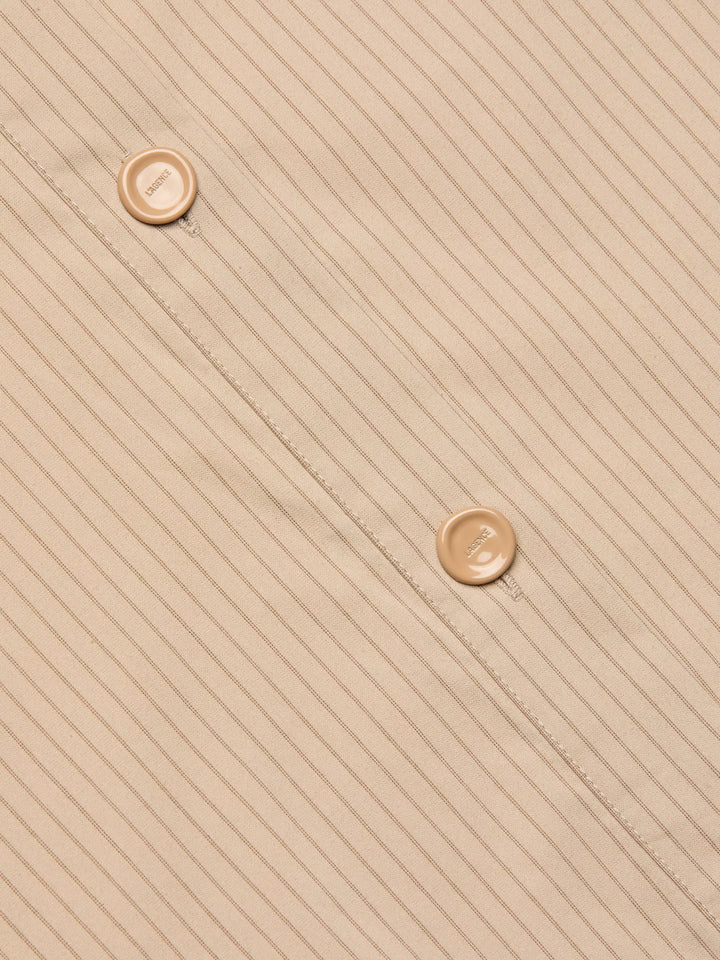 COSETTE CROP HI LOW SHIRT (MACADAMIA/LT BROWN STRIPE) - L'AGENCE