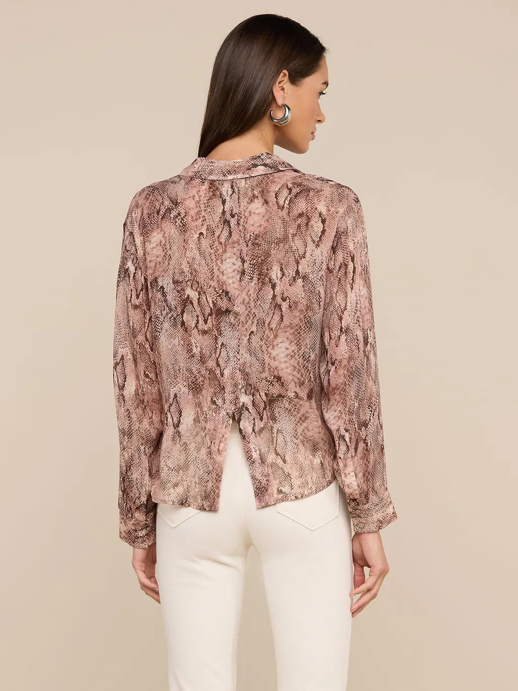 COSETTE CROP HI LOW SHIRT (WESTERN SNAKE PRINT) - L'AGENCE