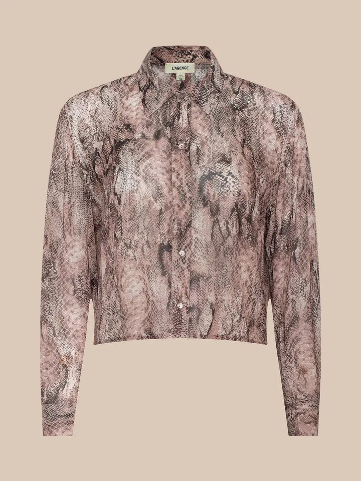 COSETTE CROP HI LOW SHIRT (WESTERN SNAKE PRINT) - L'AGENCE