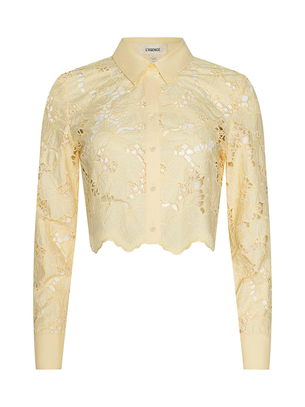 SEYCHELLE CROPPED BUTTON DOWN (LEMON SORBET) - L'AGENCE