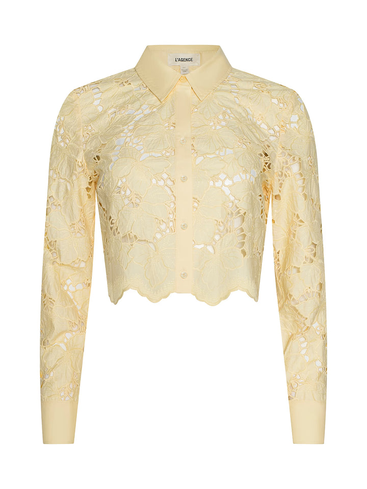 SEYCHELLE CROPPED BUTTON DOWN (LEMON SORBET) - L'AGENCE