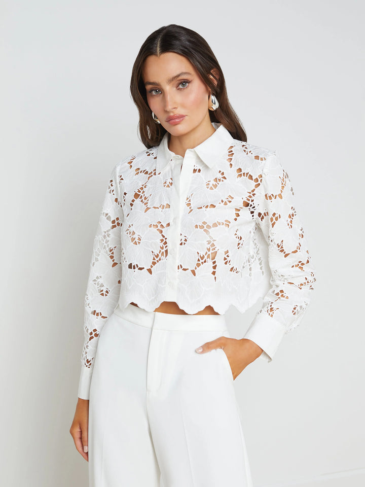 SEYCHELLE CROPPED LACE BLOUSE - L'AGENCE