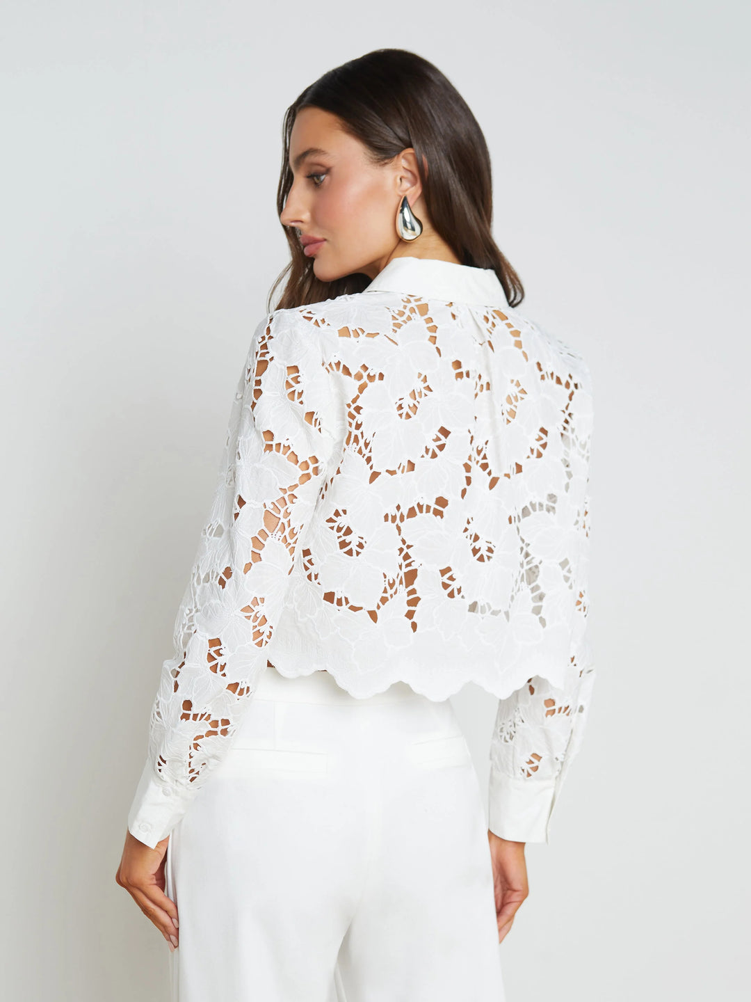 SEYCHELLE CROPPED LACE BLOUSE - L'AGENCE