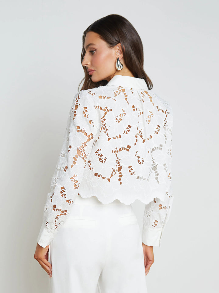 SEYCHELLE CROPPED LACE BLOUSE - L'AGENCE
