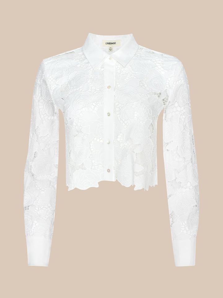 SEYCHELLE CROPPED BUTTON DOWN (IVORY) - L'AGENCE