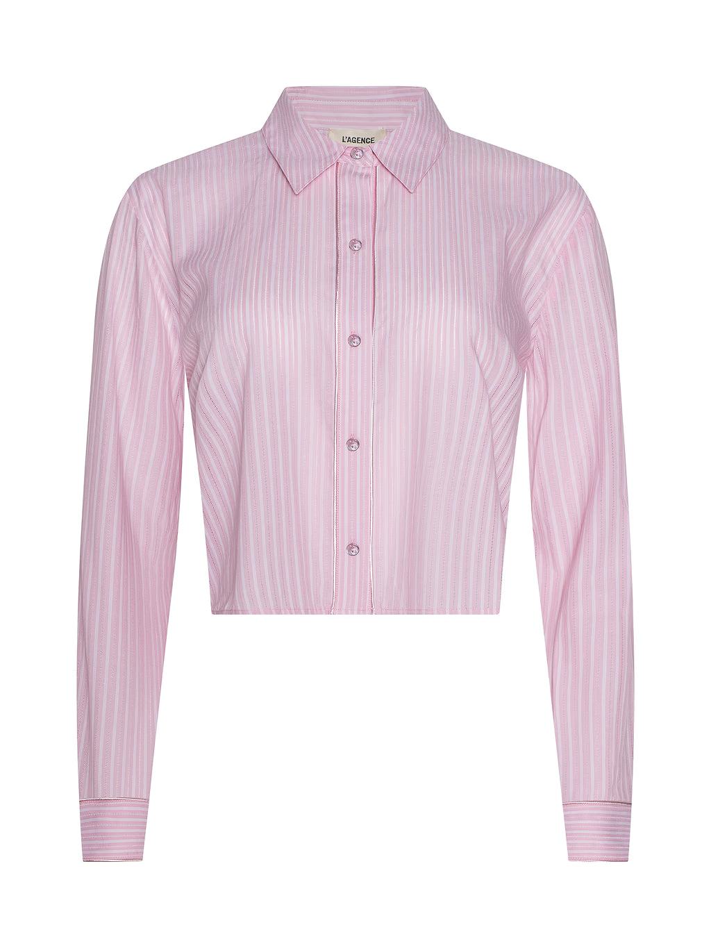 COSETTE HI LOW SHIRT (CAMEO PINK/IVORY STRIPE) - L'AGENCE