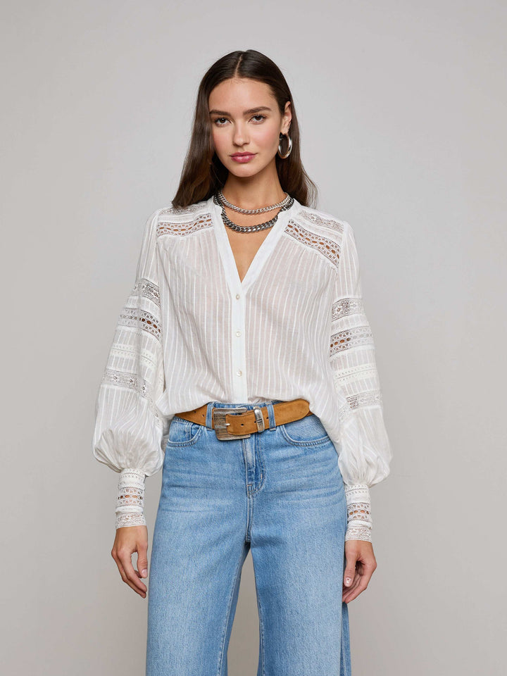 KIERA TRIM BLOUSE - L'AGENCE