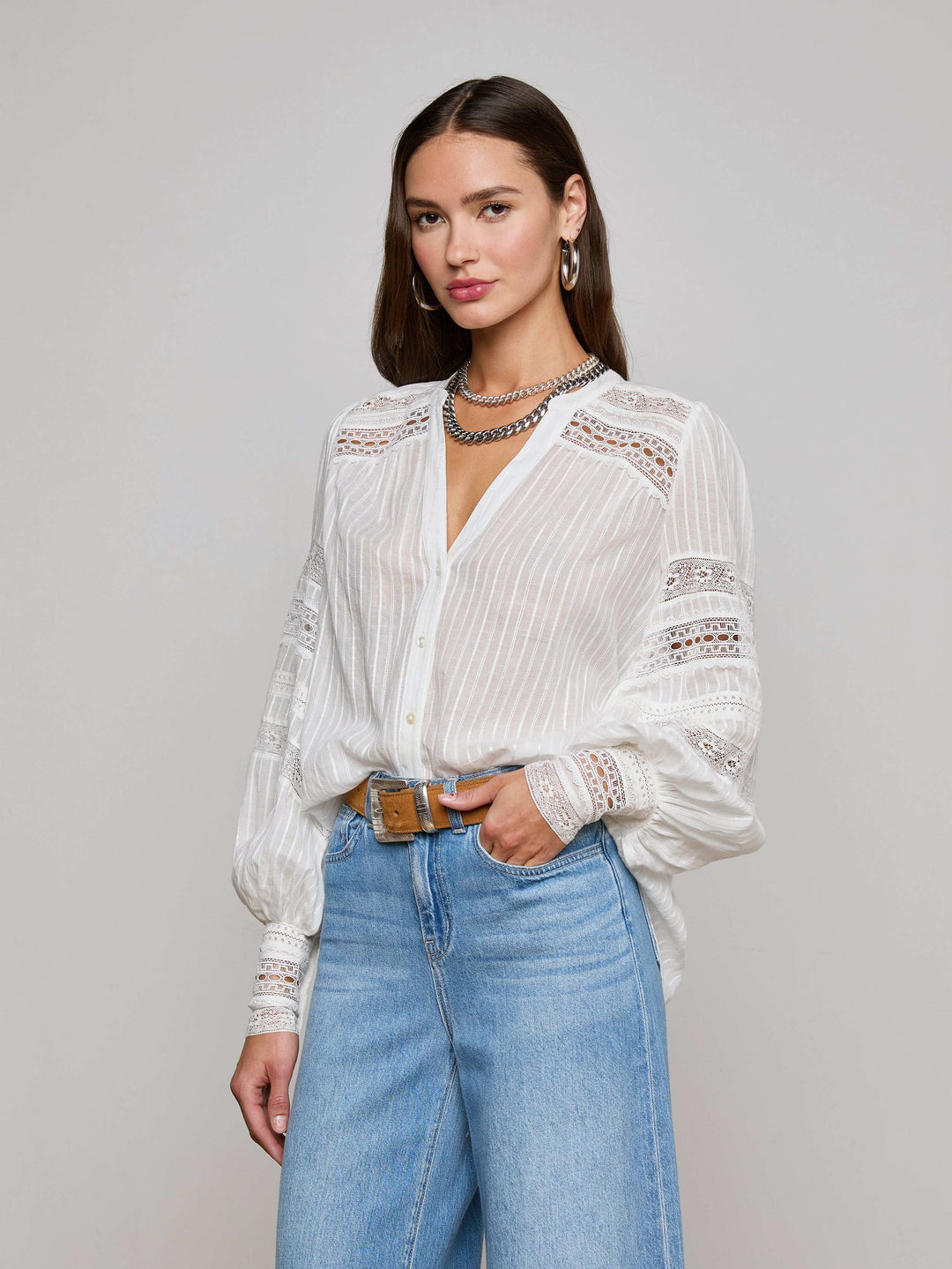 KIERA TRIM BLOUSE - L'AGENCE