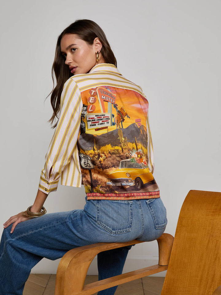 FAWN SCARF 3/4 SLEEVE BLOUSE - L'AGENCE