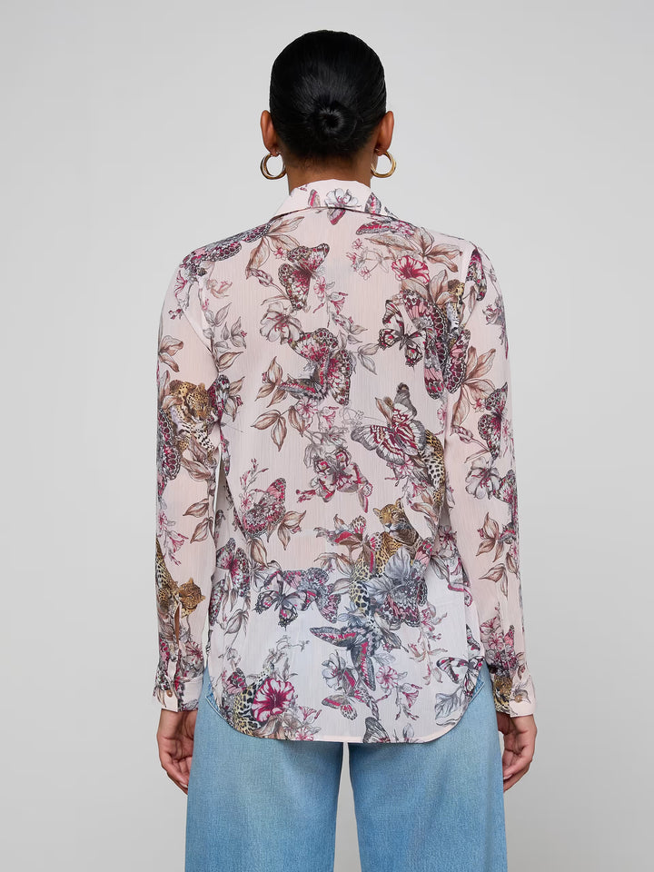 LAURENT BLOUSE (NECTAR PINK BUTTERFLY) - L'AGENCE
