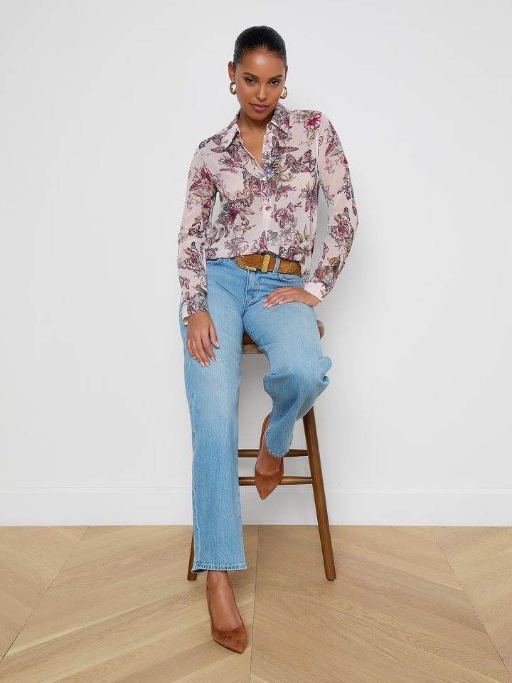 LAURENT BLOUSE (NECTAR PINK BUTTERFLY) - L'AGENCE