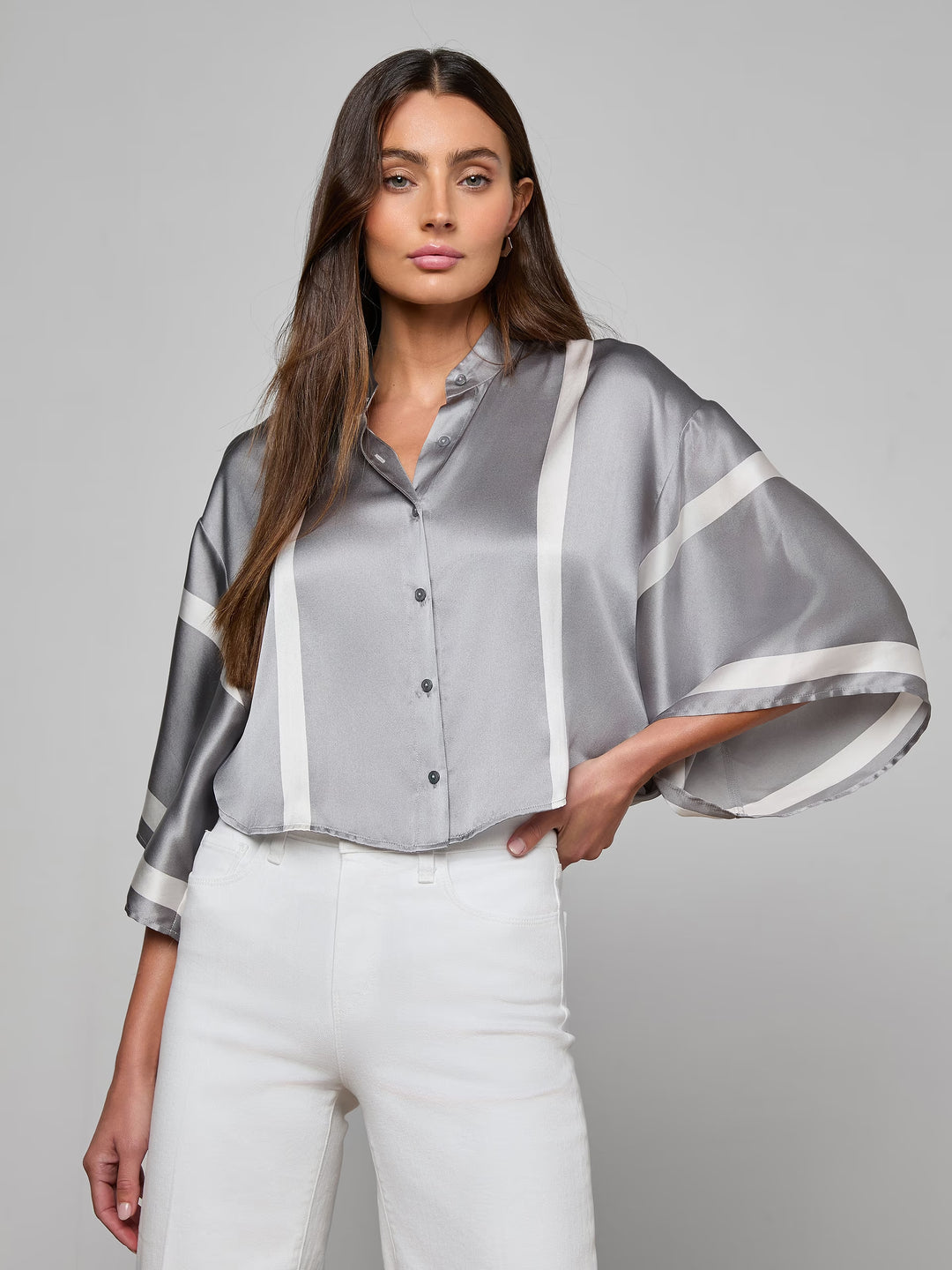DRU MANDARIN CROP BLOUSE - L'AGENCE